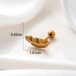 Gold color / 1 Piece Simple Series Simple Leaf Titanium Steel  Gold Color Material Women's Stud Earrings 